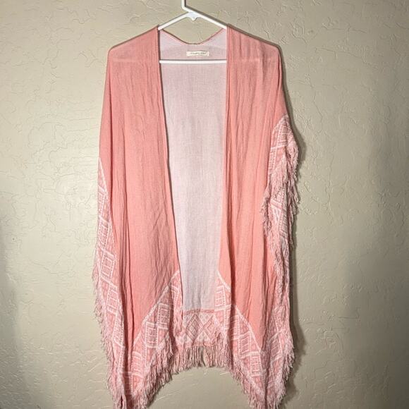 Do everything in love open front boho fringe kimono beach cover kaftan - Picture 1 of 9